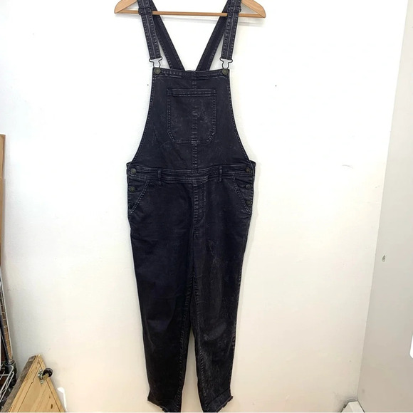Forever 21 Denim Overalls Women 30 Black Fade Bib Pocket Y2K Western Retro Boho - Picture 2 of 12